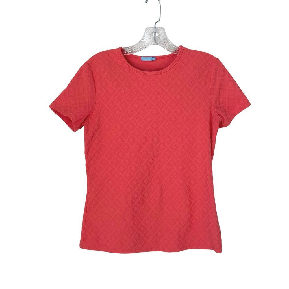 J. McLaughlin Catalina Cloth Pink Diamond Pattern Short Sleeve Medium